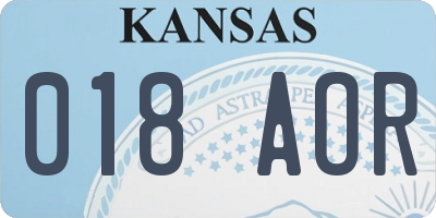 KS license plate 018AOR