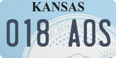 KS license plate 018AOS