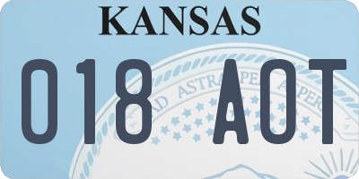 KS license plate 018AOT