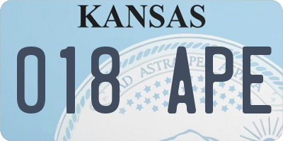 KS license plate 018APE