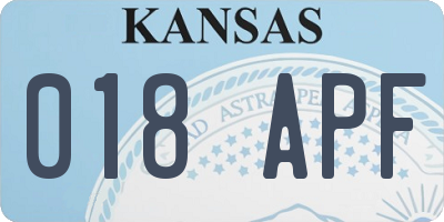 KS license plate 018APF