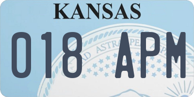 KS license plate 018APM