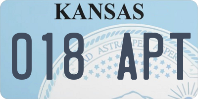 KS license plate 018APT
