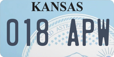 KS license plate 018APW