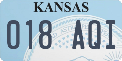 KS license plate 018AQI