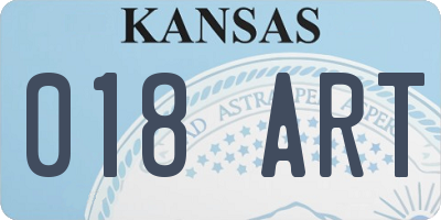 KS license plate 018ART