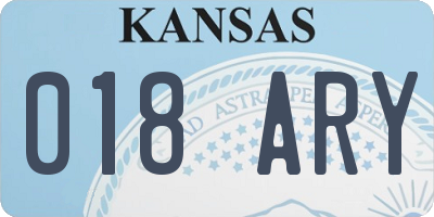 KS license plate 018ARY