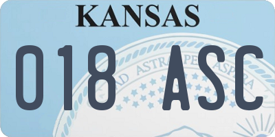 KS license plate 018ASC