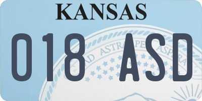 KS license plate 018ASD