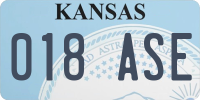 KS license plate 018ASE