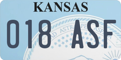 KS license plate 018ASF