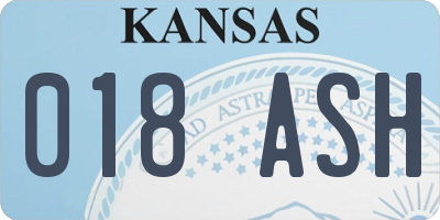 KS license plate 018ASH