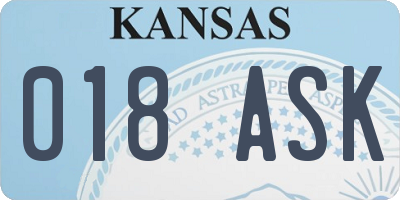 KS license plate 018ASK