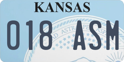 KS license plate 018ASM