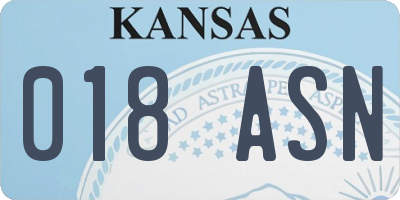 KS license plate 018ASN
