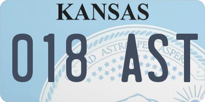 KS license plate 018AST