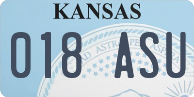 KS license plate 018ASU