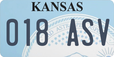 KS license plate 018ASV