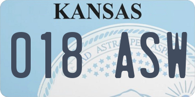 KS license plate 018ASW