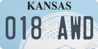 KS license plate 018AWD
