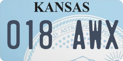 KS license plate 018AWX
