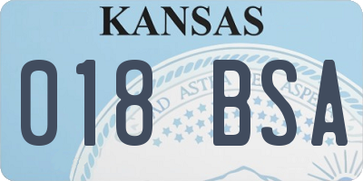 KS license plate 018BSA