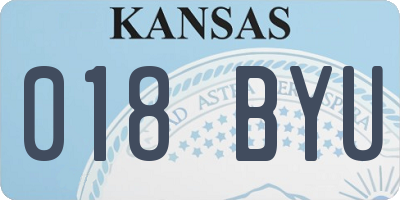 KS license plate 018BYU