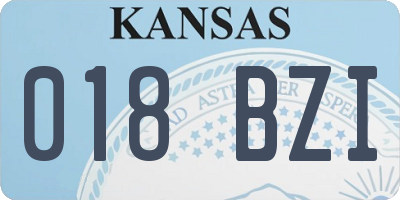 KS license plate 018BZI