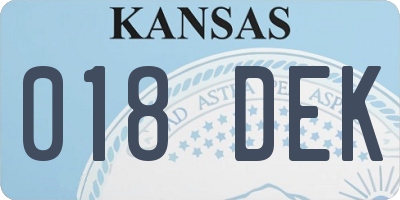 KS license plate 018DEK