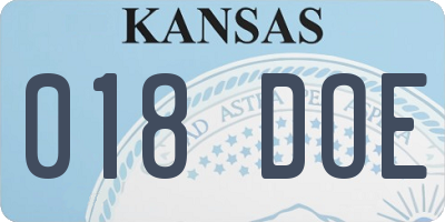 KS license plate 018DOE