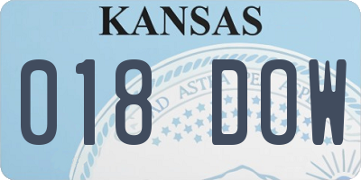 KS license plate 018DOW