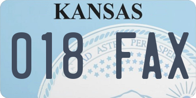 KS license plate 018FAX