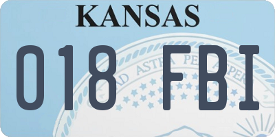KS license plate 018FBI