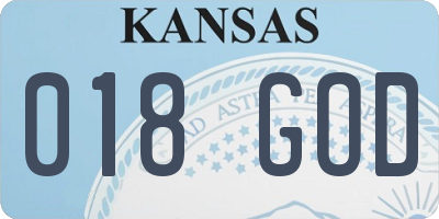 KS license plate 018GOD