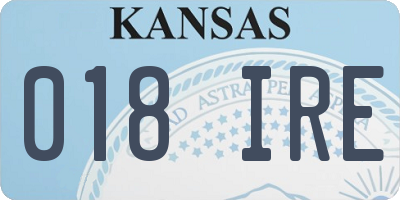 KS license plate 018IRE