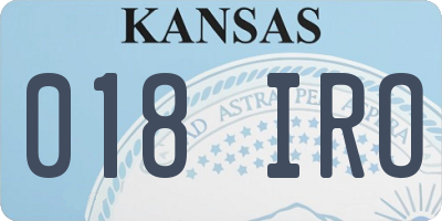 KS license plate 018IRO