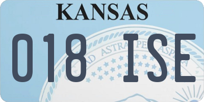 KS license plate 018ISE