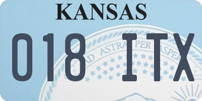 KS license plate 018ITX