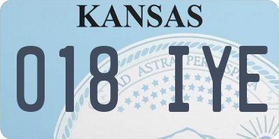 KS license plate 018IYE