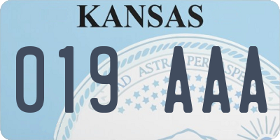 KS license plate 019AAA