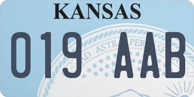 KS license plate 019AAB