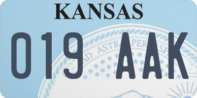 KS license plate 019AAK