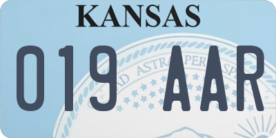 KS license plate 019AAR