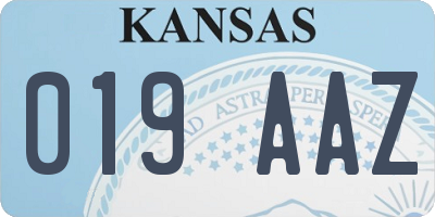 KS license plate 019AAZ