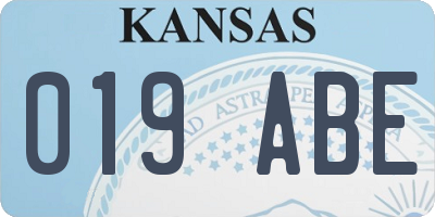 KS license plate 019ABE