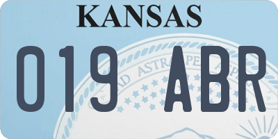 KS license plate 019ABR