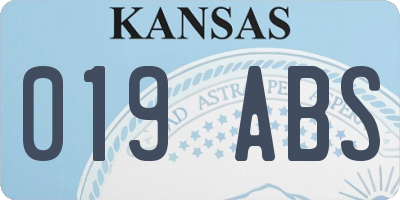 KS license plate 019ABS