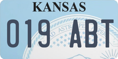 KS license plate 019ABT