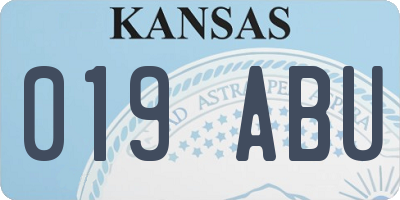 KS license plate 019ABU