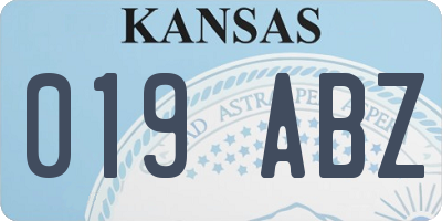 KS license plate 019ABZ